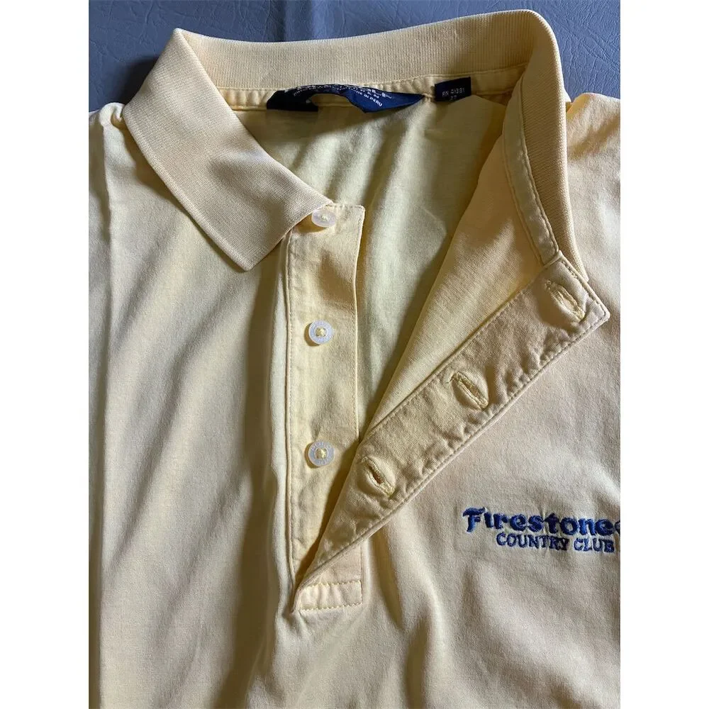 Polo Golf‎ Ralph Lauren Men's M Yellow Polo Shirt Firestone  country club Logo